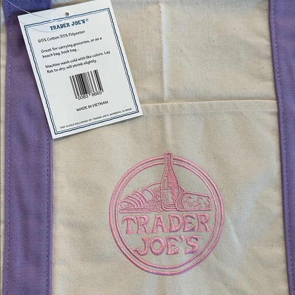 NWT Limited Edition Trader Joe’s Lavender Tote - Picture 3 of 3
